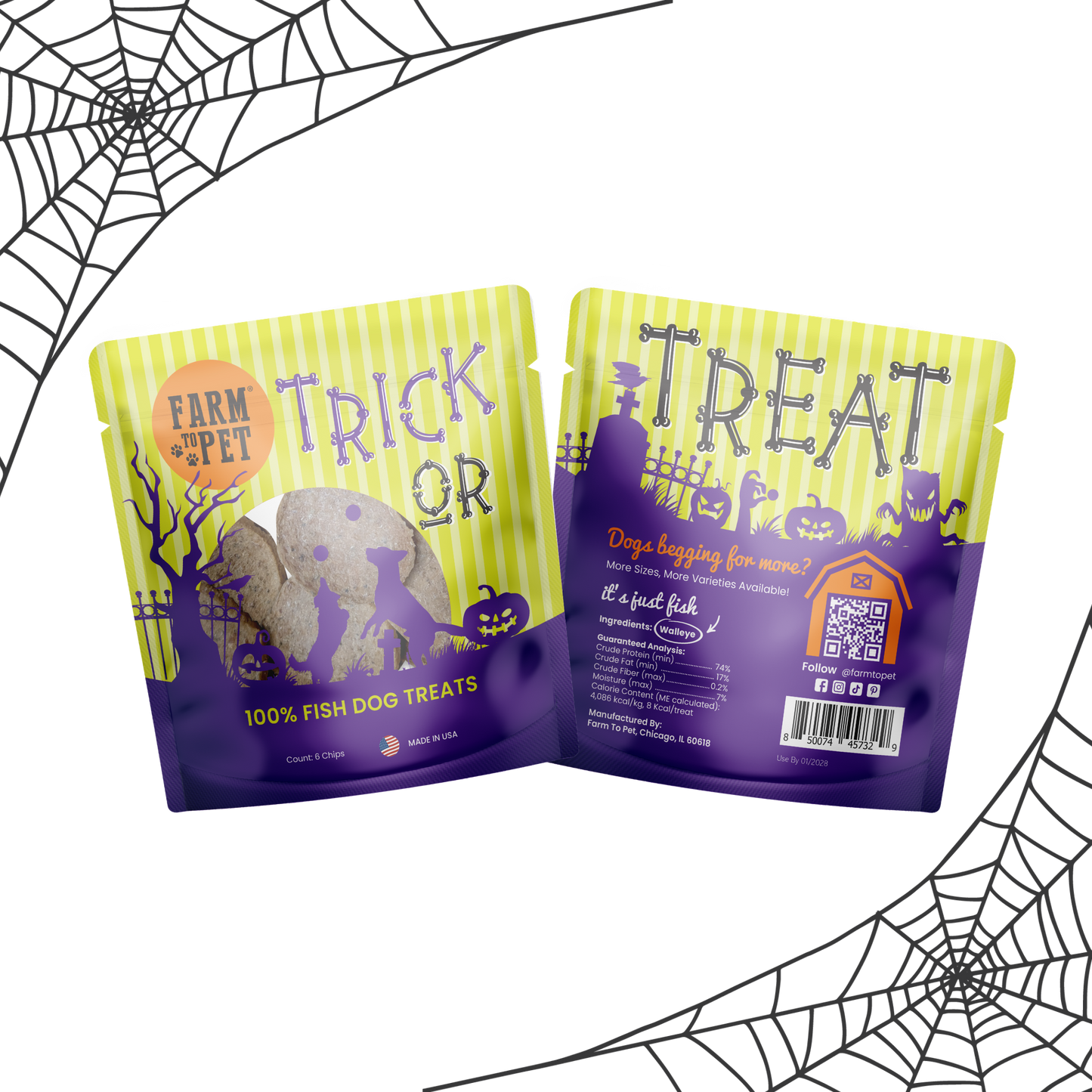 Halloween Dog Treat (2 pack) Chicken, Turkey, Beef, & Fish Snack Pack