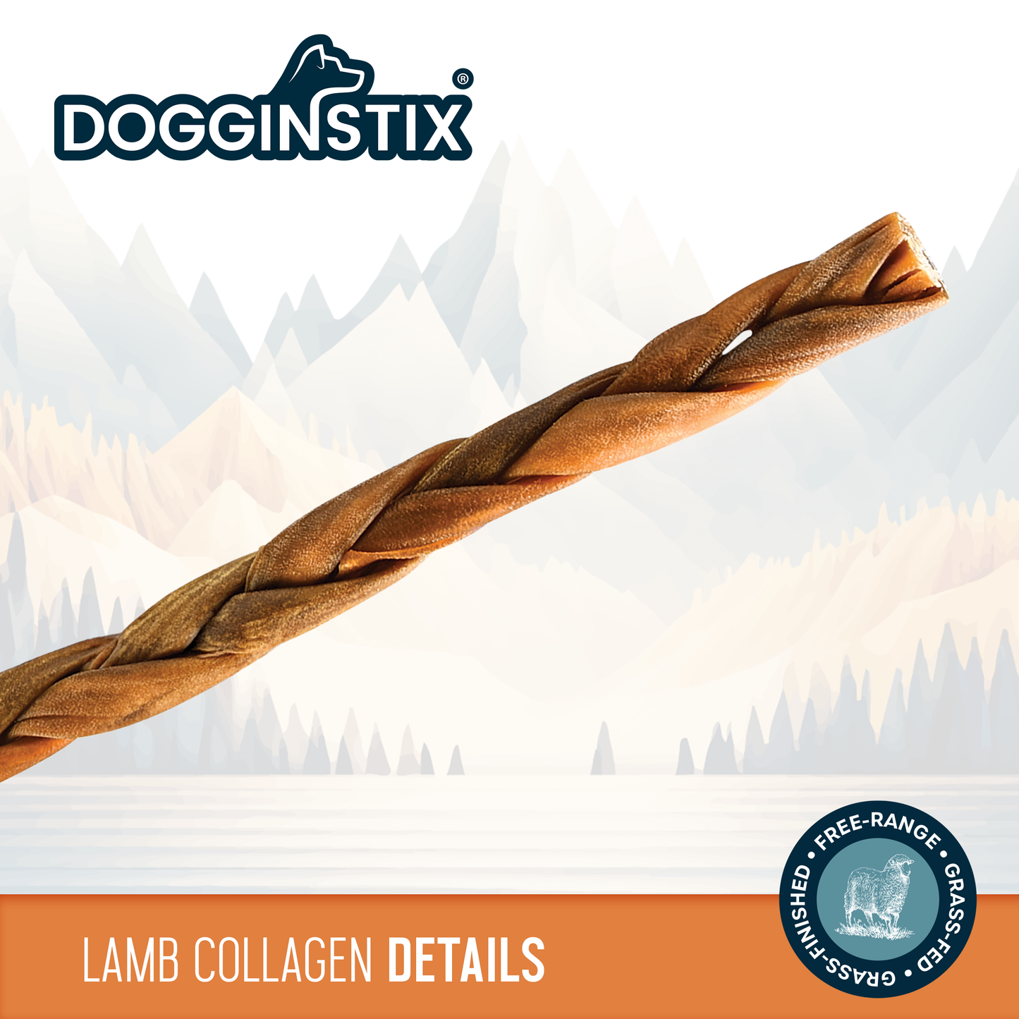 6" Braided Lamb Collagen Sticks- set of 4
