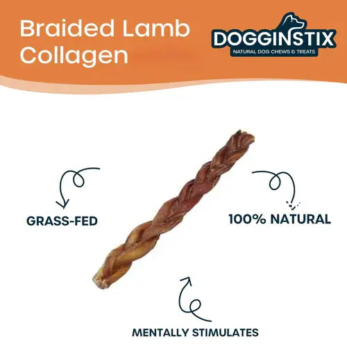 6" Braided Lamb Collagen Sticks- set of 4