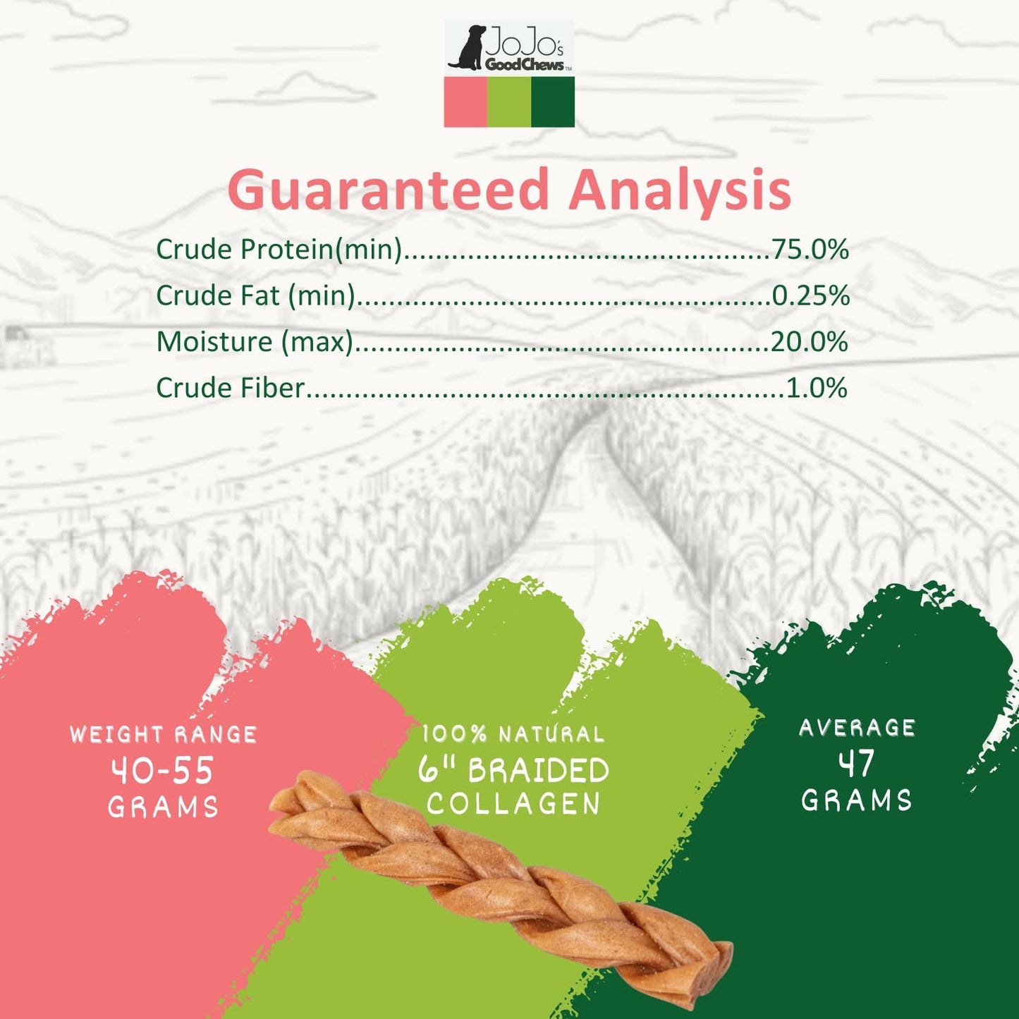 Braided Collagen Stick Dog Treats - 6" Standard ( set of 4)