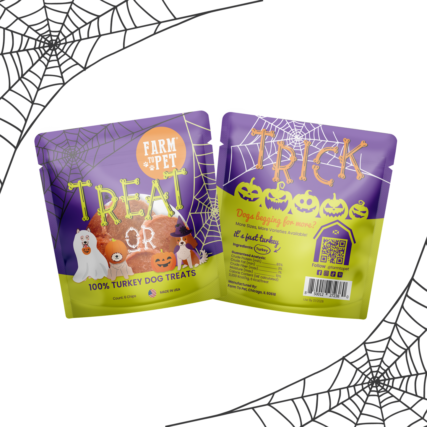 Halloween Dog Treat (2 pack) Chicken, Turkey, Beef, & Fish Snack Pack