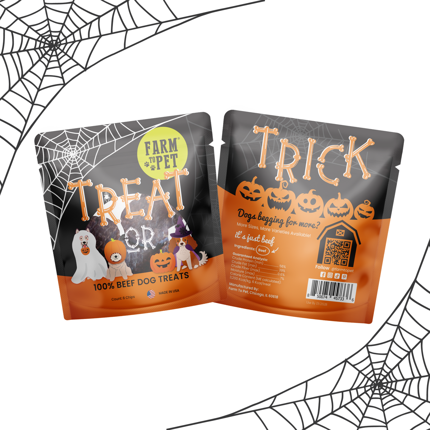 Halloween Dog Treat (2 pack) Chicken, Turkey, Beef, & Fish Snack Pack
